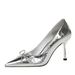 6316-A5 French-style Banquet High-heeled Women's Shoes, Pointed Toe, Shallow Cut, Patent Leather, Bow Detail,_vogvips.com