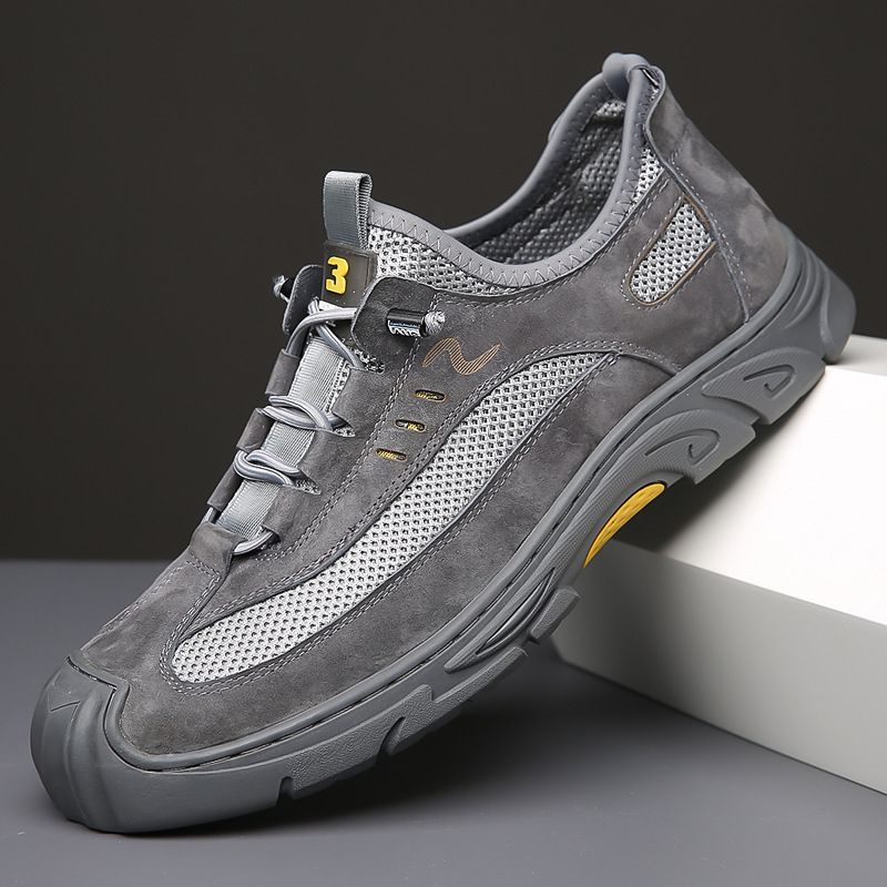 2024 Summer Sandals Genuine Leather Sports Outdoor Hiking Mesh Men's Non-Slip Slip-On Casual Versatile Shoes_vogvips.com