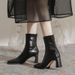 Melard Style Chunky Heel Mid-Calf For Women, Autumn And Winter New Fleece-Lined French Bare Boots, Elastic Slim Boots To_vogvips.com