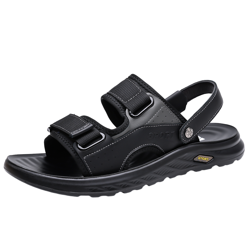 British Style Brand Summer Men's Casual Leather Slippers Fashion Walking Soft Bottom Beach Sandals Comfy Outdoors Shoes_vogvips.com
