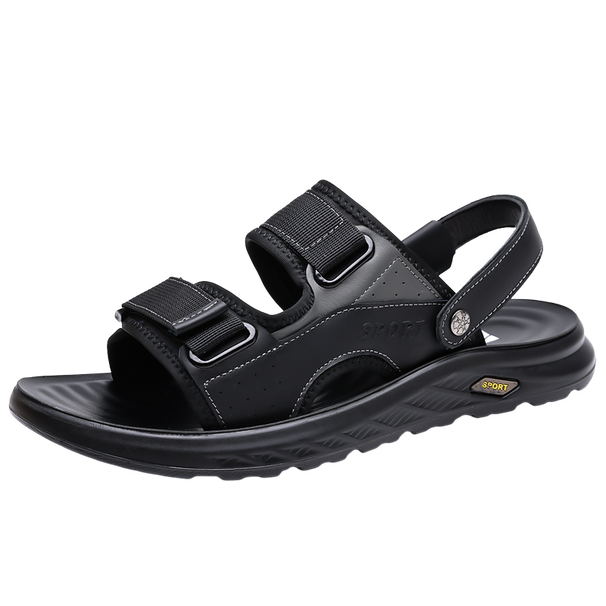 British Style Brand Summer Men's Casual Leather Slippers Fashion Walking Soft Bottom Beach Sandals Comfy Outdoors Shoes_vogvips.com