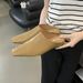 European And American Style Women's Soft Leather Square-toed Wedge Heel Mules, Fashionable For Outdoor Wear, With_vogvips.com