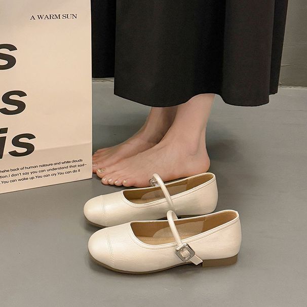 Silver French Gentle Temperament Flat Bottom Light Mouth Single Shoes Women's Retro Soft Sole Mary Jane Shoes_vogvips.com