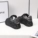 Stylish Rhinestone Embellished Low-Top Sneakers For Women – Breathable Fabric, Chunky Platform, Lace-Up Design, Casual & Trendy_vogvips.com