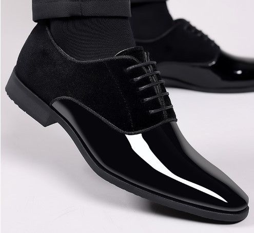 Men's Lightweight Formal Business Leather Shoes Low-Block British Style Pointed Toe Wedding Dress Shoes_vogvips.com