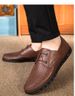 Large Size First Layer Men's Shoes Hole Casual Leather Shoes Lace-up Work Flats_vogvips.com