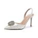 French-style Pointed-toe Rhinestone Floral High-heeled Sandals, Satin Stiletto Closed-toe Women's 2025 New Fairy Wedding_vogvips.com
