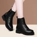 Real Soft Leather Martin For Women, Fleece-Lined Mid-Heel Winter New Women's Cotton Shoes, Flat Heel, Thick Sole,_vogvips.com