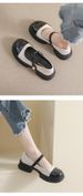 thick-soled Mary Jane Shoes Women's Retro Small Fragrant Denim Blue Soft-soled Single Shoes Large-size Women's Shoes_vogvips.com