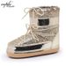 Exported To Europe And America Winter Space Thick Sole Sequin Real Fur Short Snow Trendy Ski Boots Lace-up Women's Shoes_vogvips.com