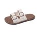 New Soft-soled Double-strap Slippers For Women, Trendy And Versatile For Summer Outdoor Wear, Popular Beach Square-buckle For Women In Summer_vogvips.com