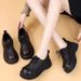 Genuine Soft Leather Thick-soled Round-toe Lace-up Women's Shoes, 2025 Spring And Autumn New Versatile Platform British_vogvips.com