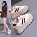 Women's Chunky White Sneakers - Breathable Platform Casual Shoes With EVA Insole For Spring Summer Fall (Black, Beige Red, Beige Black)_vogvips.com