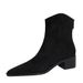 578-3 European And American Style Fashionable Simple Winter Versatile Chunky Mid-heel Pointed Suede Fashion Short Boots_vogvips.com