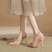 316-209 Patent Leather High Heels For Women New Bowknot Backless Large Plus Size Wide Sandals_vogvips.com