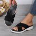Women's Shoes Summer Large Size Women's Thick Soled Cross Sandals Comfortable Breathable Elastic Cloth Upper_vogvips.com