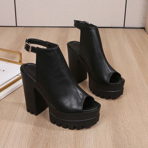 Women's Shoes Summer New High Heeled Thick Heeled Sandals For Women Waterproof Platform Fish Mouth Roman Shoes_vogvips.com