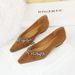 French Light Luxury Pointed Rhinestone Chain Decorative Single Shoes Suede Light Mouth Bevel Heel Low Heel Women's Single Shoes_vogvips.com