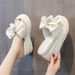 Women's Wedge Heel Thick-Soled Sandals For Outdoor Wear, Fairy Style With Bow And Rhinestones, 2025 New Spring Fashion_vogvips.com