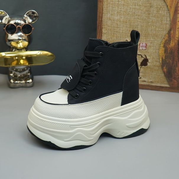 Ultra 14cm High Top Women's Autumn Winter New Style Hidden Heel 12cm Short Boots Petite Fashion Fleece Casual Shoes_vogvips.com