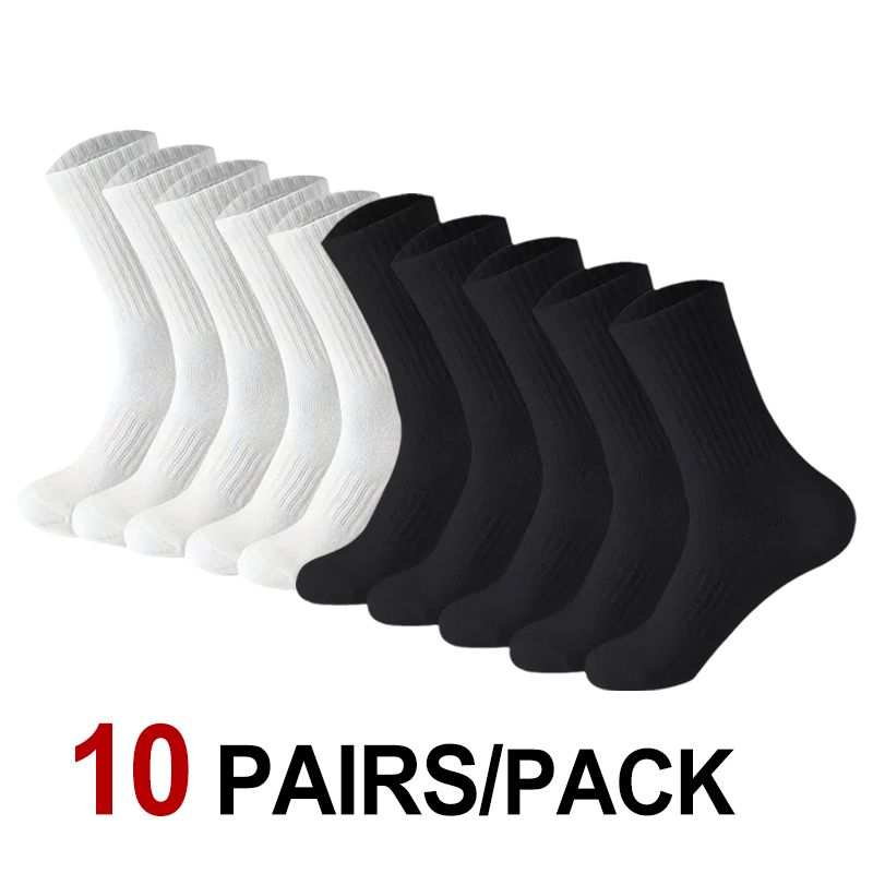 10/20 Pair Men Women Anti Odor Knitted Mid Tube Socks Suitable All Seasons Sweat Absorbing Breathable Couples Casual_vogvips.com