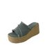 French-style Denim Wedge Sandals For Women, Holiday Style, Straw Thick-soled, 2026 Spring New Model, Cross-strap Roman_vogvips.com