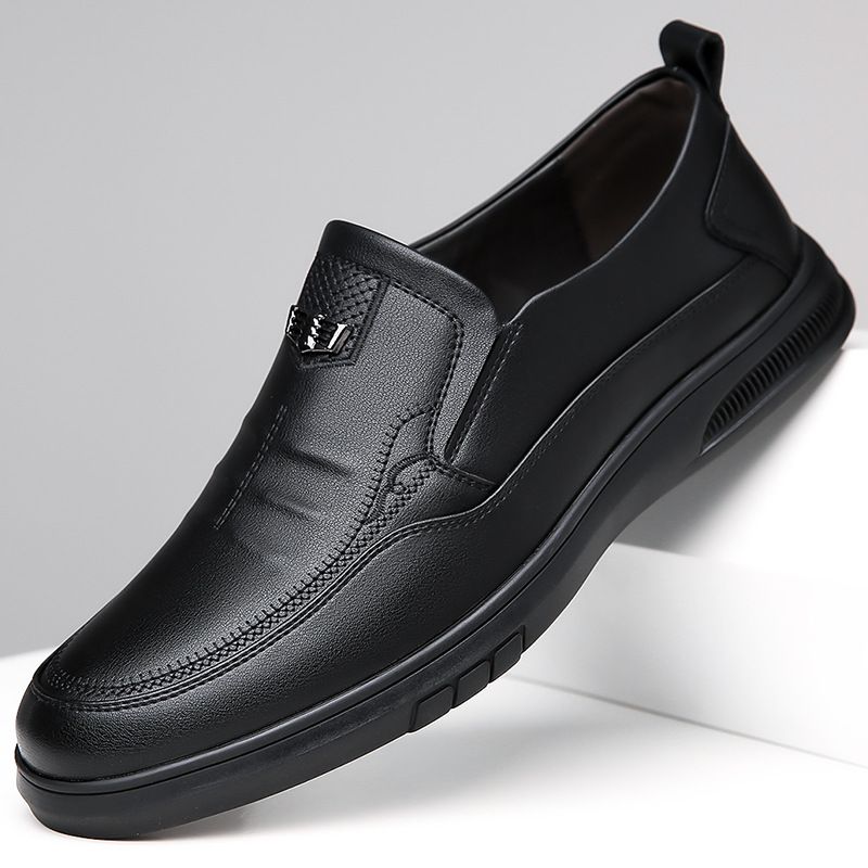 2025 Spring And Autumn Business Leisure Lace Up Men's Leather Soft Bottom Middle Aged Dad Shoe Cover Foot Single Shoes_vogvips.com