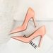 Fashion simple super high heels slim heels shallow mouth pointed sexy nightclub slim satin women's single shoes_vogvips.com