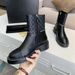 Xiaoxiangfeng New Little Cowhide Martin With Thick Heel Metal Chain Flat Bottom Autumn And Winter Versatile Short Boots_vogvips.com