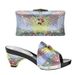 Row diamond pattern all-in-one round head casual high-heeled fashion sandals with handbag set_vogvips.com
