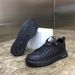 ShoeVault 2024 New Spring Mid-Top Versatile Black Leather Shoes Ins Trendy Men's Casual Sneakers_vogvips.com
