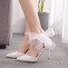 Women's Shoes flower wedding shoes one word wristband bridal shoes stiletto pointed toe wedding shoes women's sandals pointed toe high heels_vogvips.com