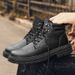 European Warm Series Martin Autumn Winter High Top British Style Casual Leather Shoes Men's Short New Versatile Trendy Mid-Top Work Boots_vogvips.com