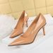 9611-A2 Fashion Sexy Women's Shoes Thin High Heel Lacquer Leather Shallow Mouth Pointed Metal Bead Riveted Single Shoe_vogvips.com
