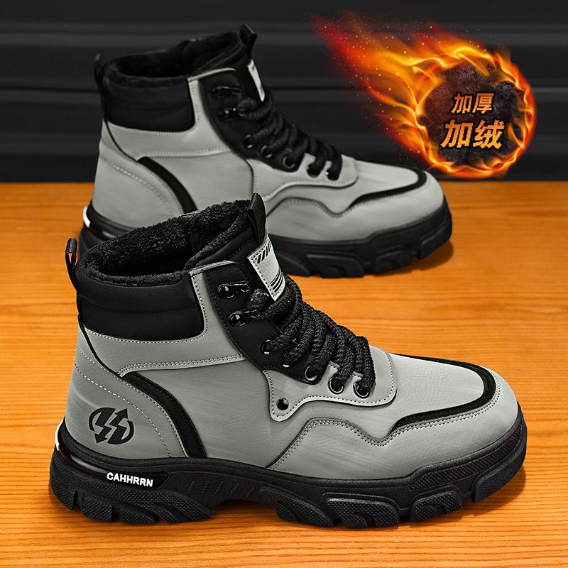 European Warm Series Winter 2025 New Mid-High Top Fashion British Workwear Men's Shoes Height Increasing Thick Sole Outdoor Warm Martin Boots_vogvips.com