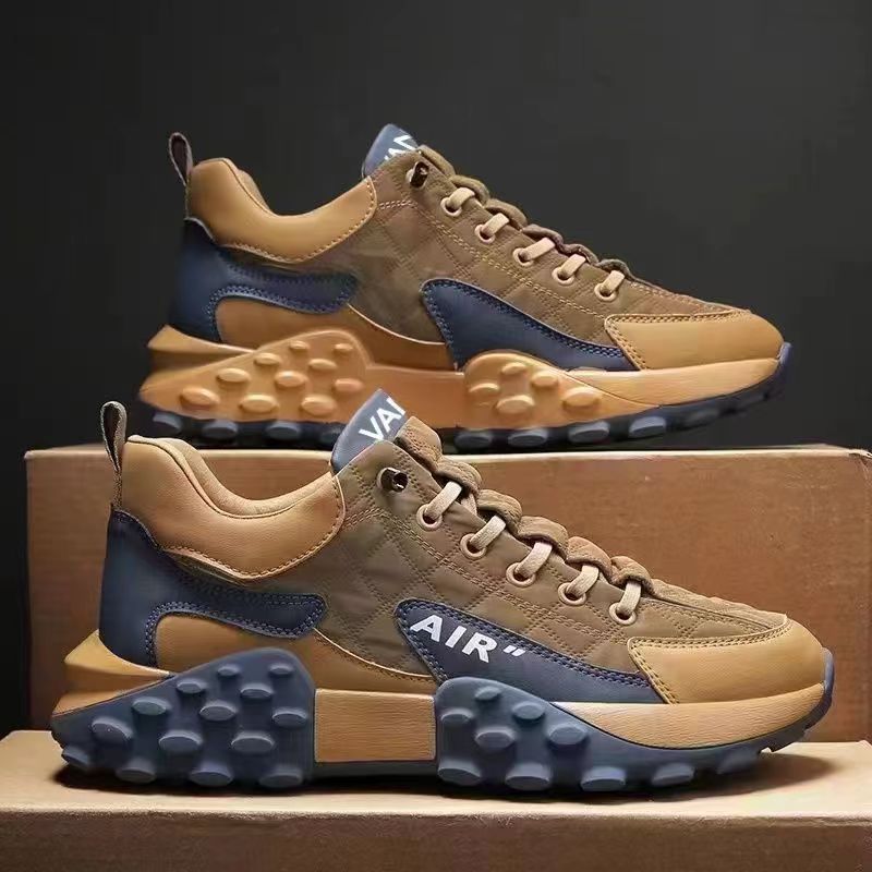 Leather-top waterproof daddy shoes men's platform elevating sports casual shoes men's fashion shoes_vogvips.com