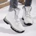 Women's Shoes Winter Snow Boots With Thick Fleece Lining, Round Toe, Rubber Sole, Casual Comfortable Mid-Calf Boots For Cold Weather_vogvips.com