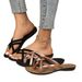 Cross-border Summer New Sandals, Foreign Trade Plus-size Flat Slippers, Cross-cutout Strap Beach Sandals_vogvips.com
