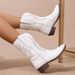 Women's Pointed Toe Western Cowboy Boots Mid-Calf Chunky Heel Ankle Boots Stylish Light Luxury Fall Winter Fashion_vogvips.com