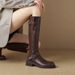 Women's Retro Chunky Heel Knee High Boots Soft PU Leather Riding Boots With Side Zipper For Fall Winter Spring Slimming High Boots Riding Boots_vogvips.com