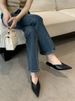 STRIDEO2026 Summer New Pointed Head Half-heel Solid Color French Solid Color Outer Wear Versatile Temperament One-pedal Single Shoes_vogvips.com