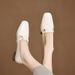 Women Square Toe Floral Metal Buckle Loafer Pumps, Faux Leather T‑Strap Low Block Heel Mary Jane Shoes, Soft Insole Closed‑Toe Comfort Dress Heels_vogvips.com
