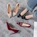 2025 New Women's High Heels, Black Stiletto Pointed Toe, Sexy Elegant French Style, Suede Spring And Autumn Single Shoes_vogvips.com