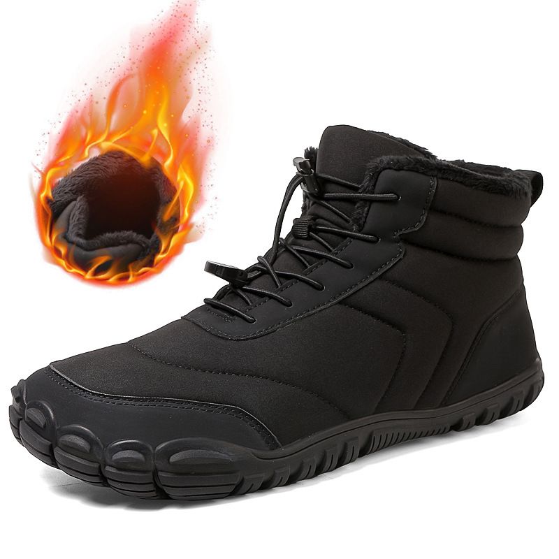 Winter Cotton Shoes Mid Tube Snow Boots Men's Hiking Shoes Non Slip Waterproof Bread Shoes Plus Velvet Warm Shoes_vogvips.com