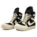 Guangzhou New In-Stock Men's Women's Genuine Leather High-Top Black White Inverted Triangle Shoes Large Size Thick Sole_vogvips.com