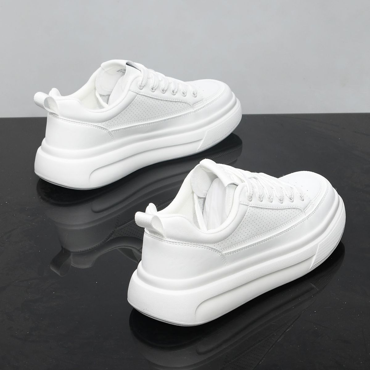 Men's Summer White Platform Sneakers Versatile Lightweight Breathable Soft Soled Casual Trendy X10_vogvips.com