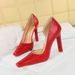 3275-5 Wind Snake Pattern Lacquer Leather Heels With Thick Heels, Shallow Mouth, Square Headed Side Hollow Banquet High_vogvips.com