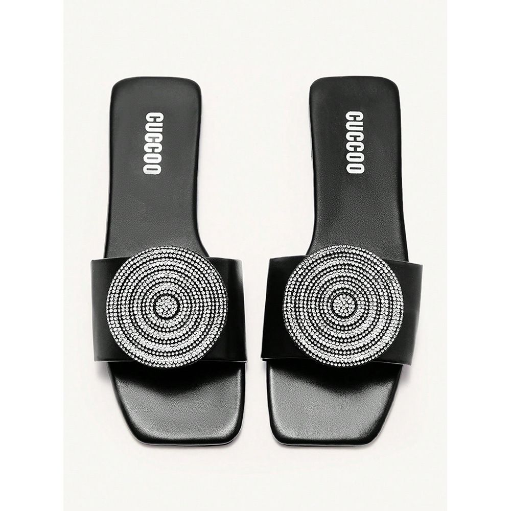 New Plus-size Flat Slippers Female Fairy Wind Rhinestone Sequined Beach Flip-flops_vogvips.com