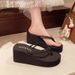 Women's 5cm Flip Flops mid High Heel Platform Sandals Thick Sole Height Increasing Summer Slippers Simple New Style_vogvips.com