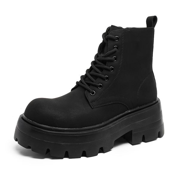 Retro Martin Boots Thick-soled Heightening High-top Leather Shoes Locomotive Boots Martin Boots_vogvips.com
